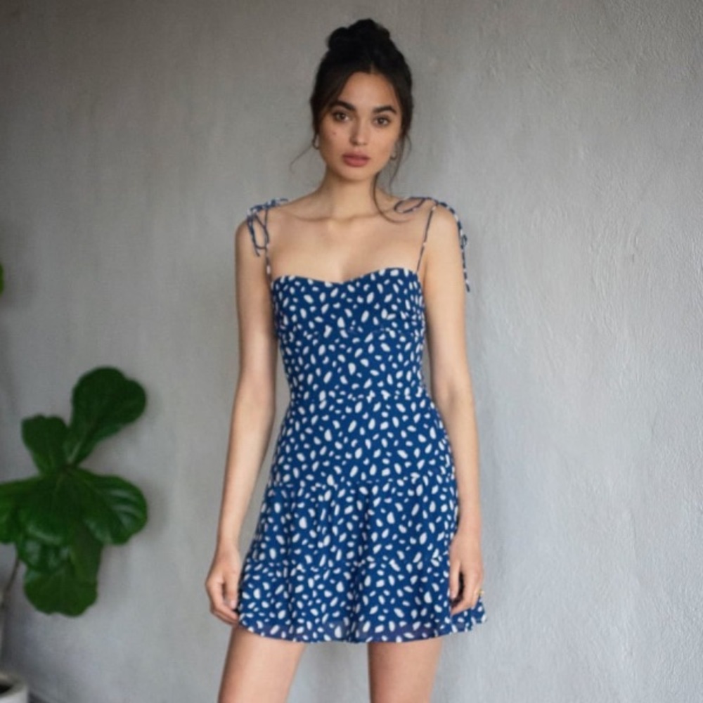 Reformation Othello Mini Dress Blue Moray 4